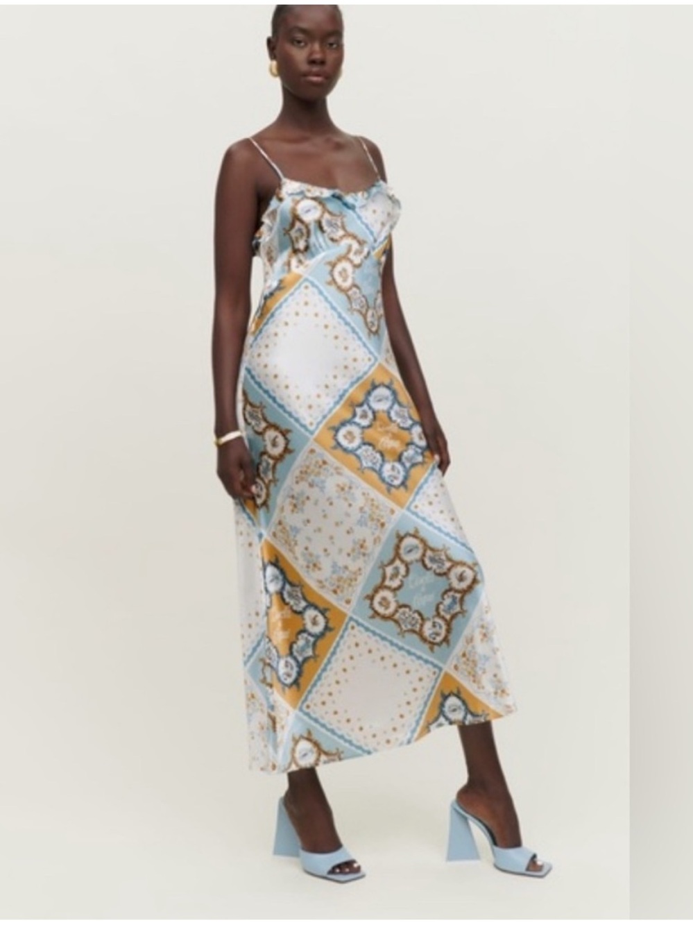 Reformation Aribella Silk Dress - Lisola di Capri - XS